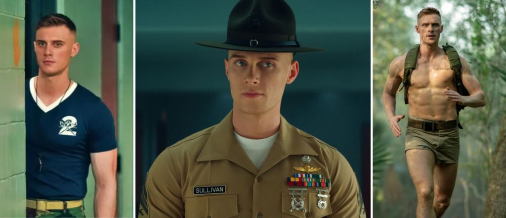 Max Parker jako sierżant  Liam Robert Sullivan w serialu "Rekruci" (Boots) na Netflix, recenzja, opinie, tematyka LGBT