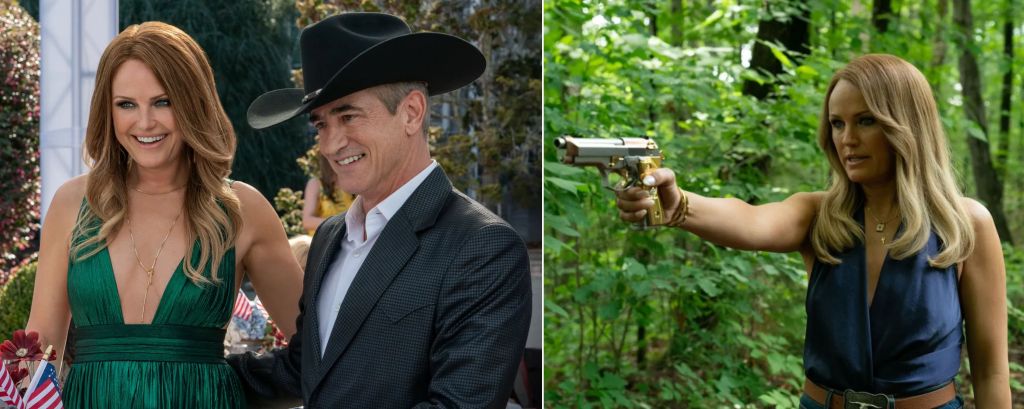 Malin Akerman i Dermot Mulroney jako państwo Banks w serialu "Klub polujących żon", Netflix, 2025